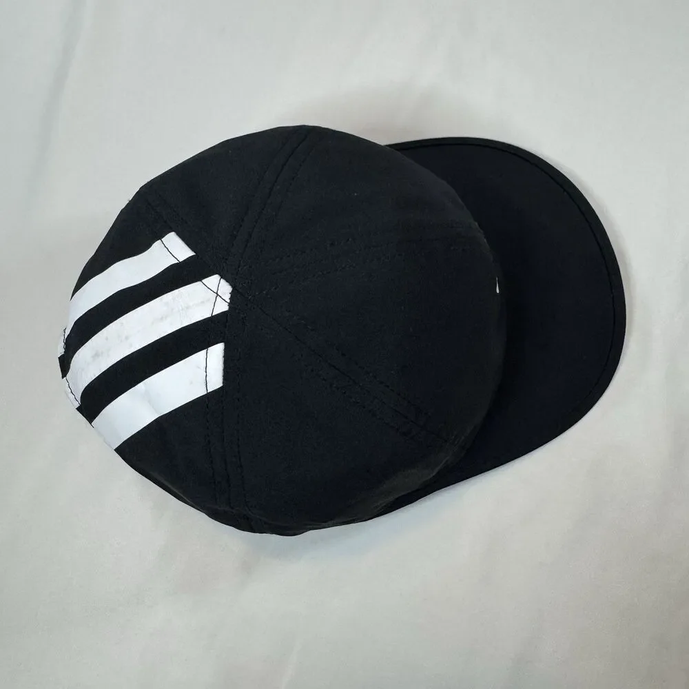 Adidas Originals Trefoil Black Reflective Running Hat Cap Adjustable 3 Stripes